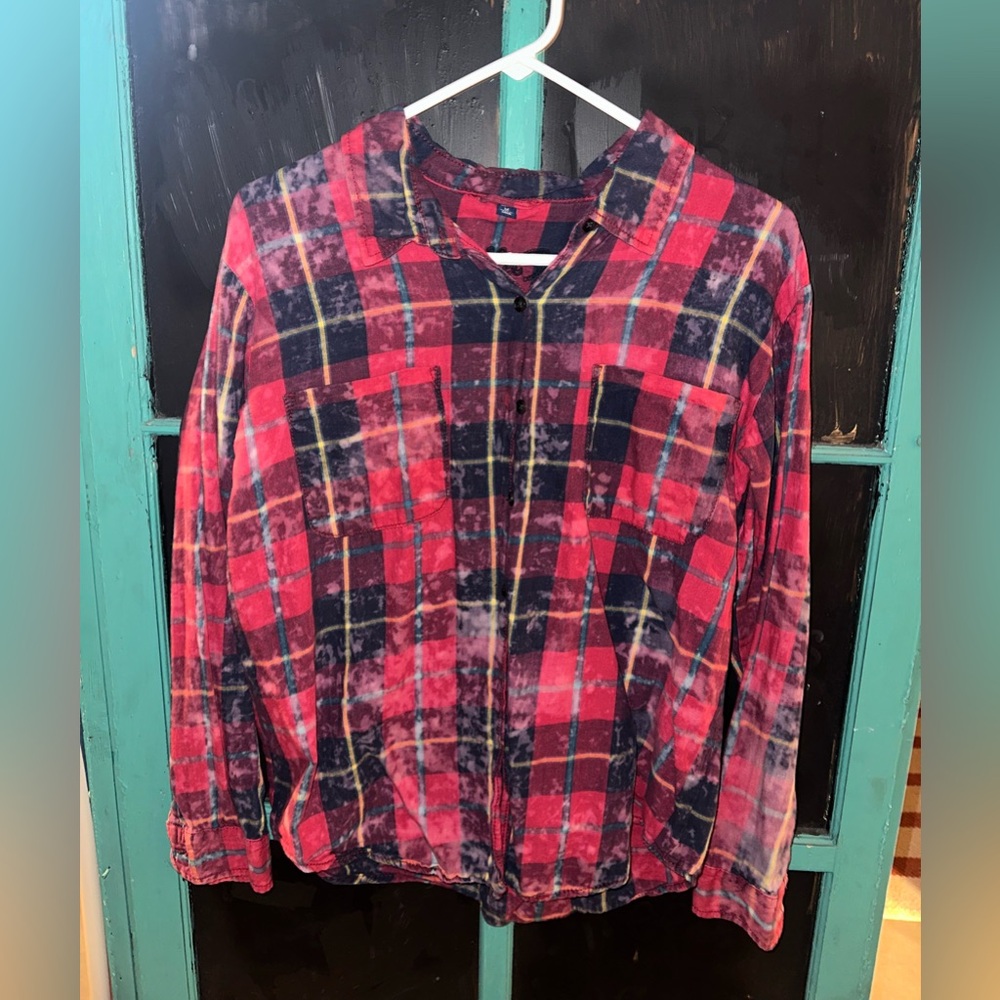 Red distressed flannel